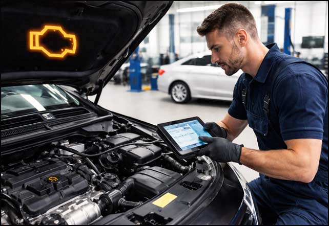 Vehicle diagnostic inspection at Primary Auto Repair
